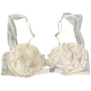 Victoria Secret 34C Women's Cream Balconette Bra Adjustable